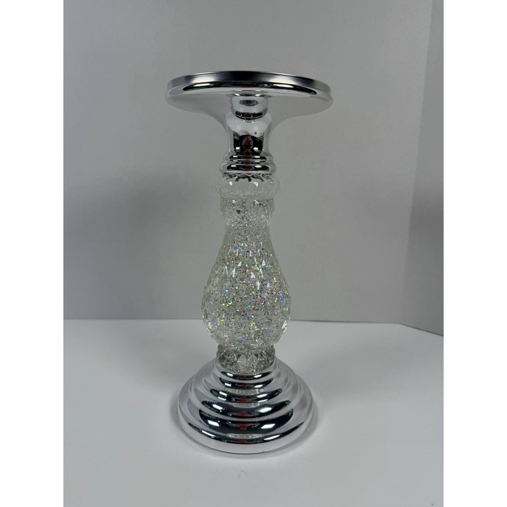 Bath And Body Works Silver Swirling Glitter Candle Pedestal Light Up 10" - Picture 4 of 8